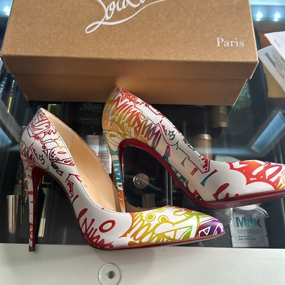 Christian Louboutins pigalle follies 100 cal multi color - Picture 2 of 9